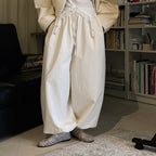 High waist cotton linen balloon pants loose casual wide leg trousers