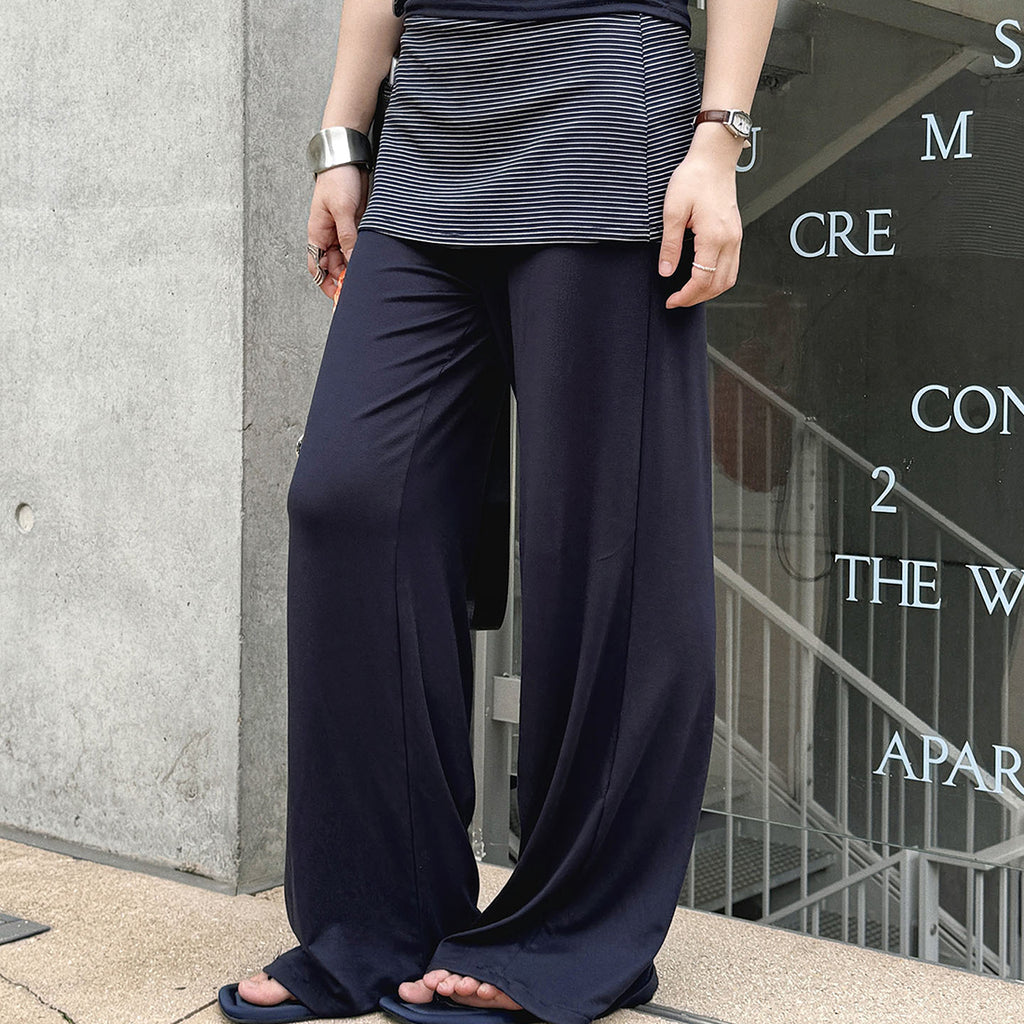 Extremely simple style non removable striped layered casual pants
