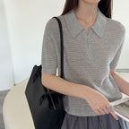 Women’s Half-Zip Hollow Knit Polo Top