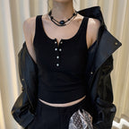 American retro button down sleeveless vest tank top