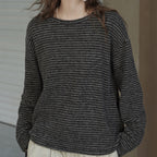 Simple striped loose round neck T-shirt top