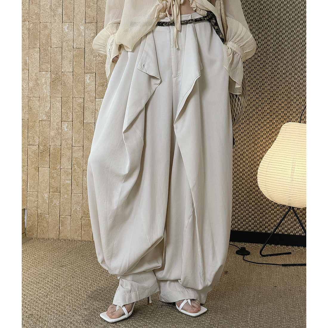 loose harem pants high waist lyocell wide leg pants draped casual baggy trousers