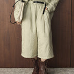 Simple elastic waistband clip cotton concealed grid casual loose pants