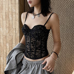 lace corset top bustier slim fit spaghetti strap cropped cami