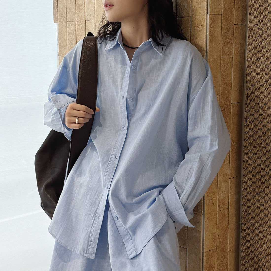 Cotton linen oversized shirt women breathable loose long sleeve casual blouse