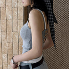layered tank top slim fit stretchy camisole contrast trim sleeveless top