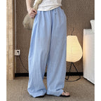 High Waist Cotton Linen Wide Leg Pants with Drawstring