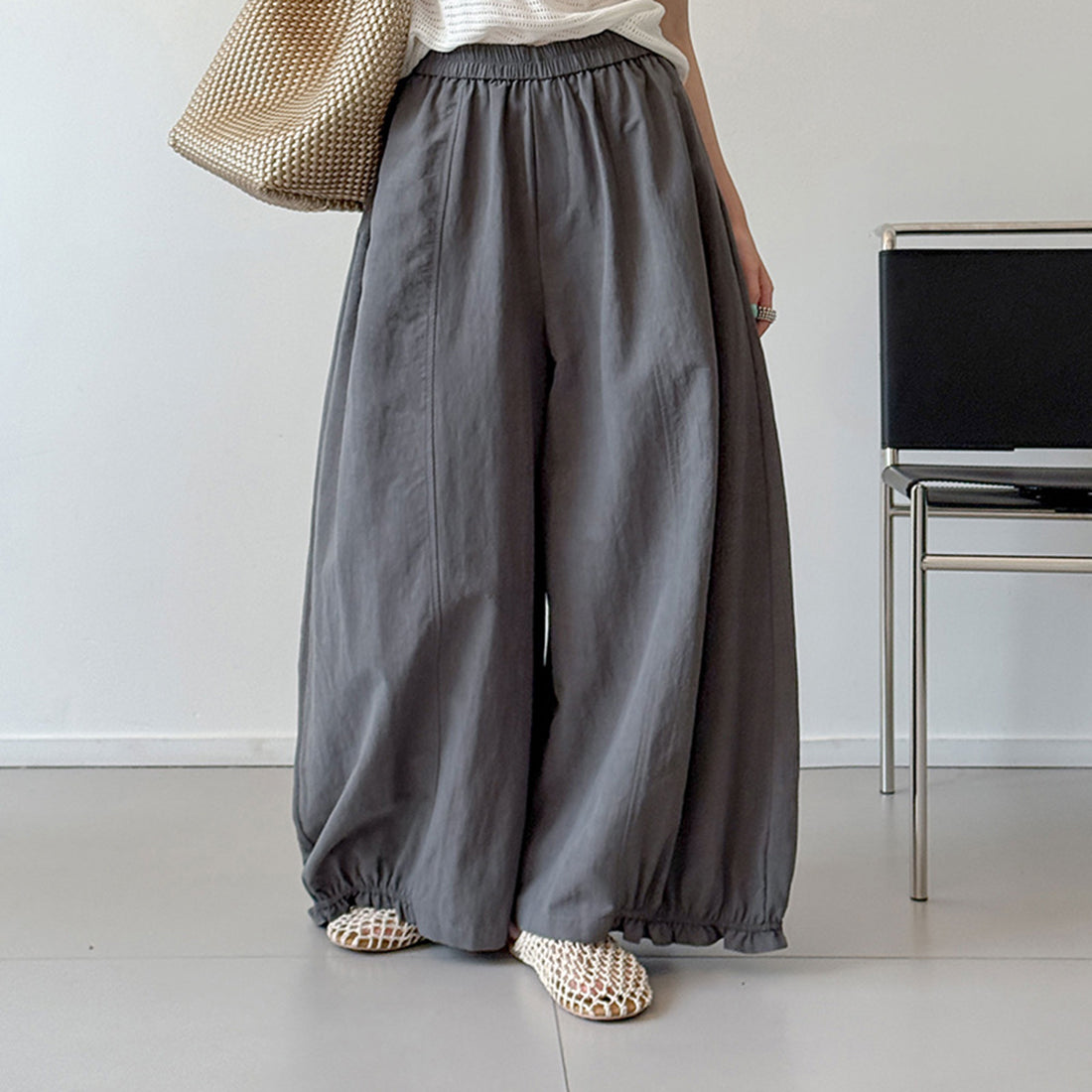 Women’s Linen-Blend High-Waisted Wide-Leg Pants
