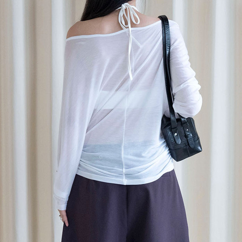 One shoulder rivet splicing sun protection T-shirt sun protection top