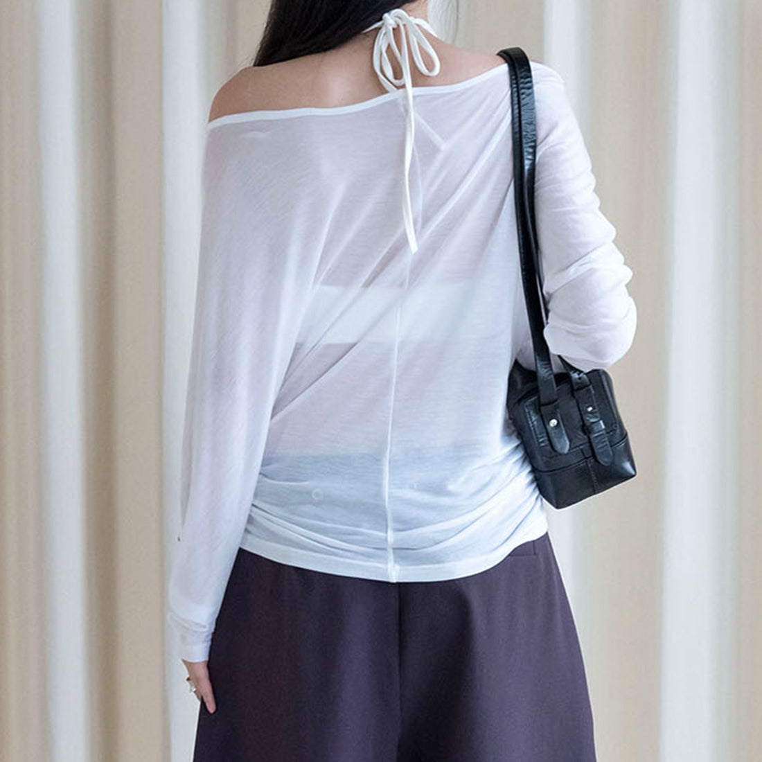 One shoulder rivet splicing sun protection T-shirt sun protection top