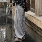 Elastic high waisted side straps and loose wide leg pants