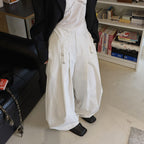 wide leg trousers women high waist loose draped straight pants