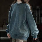 Simple brushed silhouette pullover loose and comfortable sweatshirt