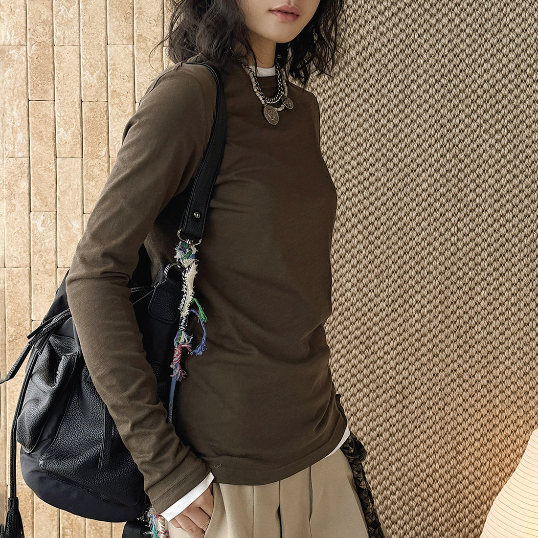 Slim fit round neck long sleeve base layer top