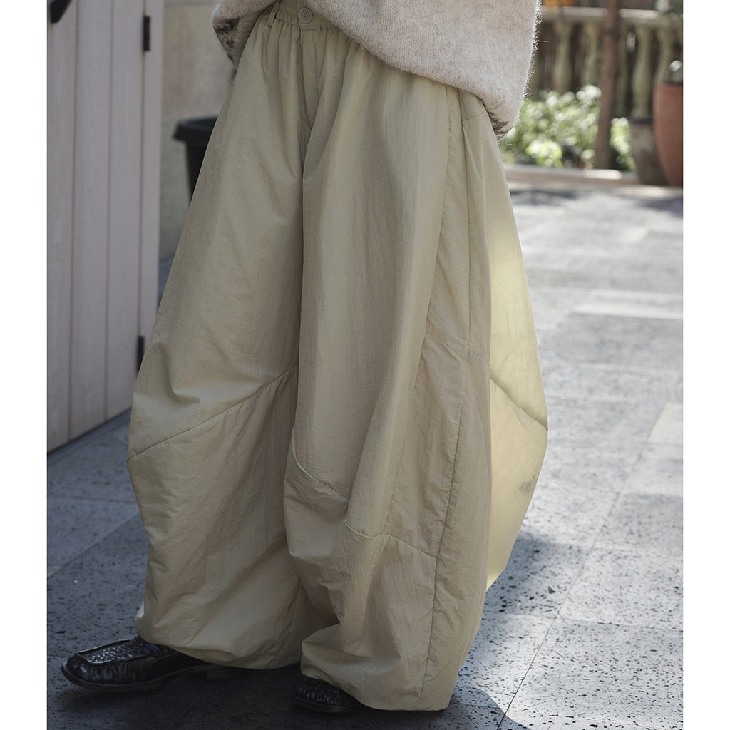 Minimally spliced high waisted fleece loose pants