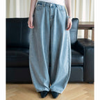 Retro high waisted back cross stitched jeans
