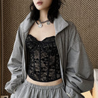 lace corset top bustier slim fit spaghetti strap cropped cami