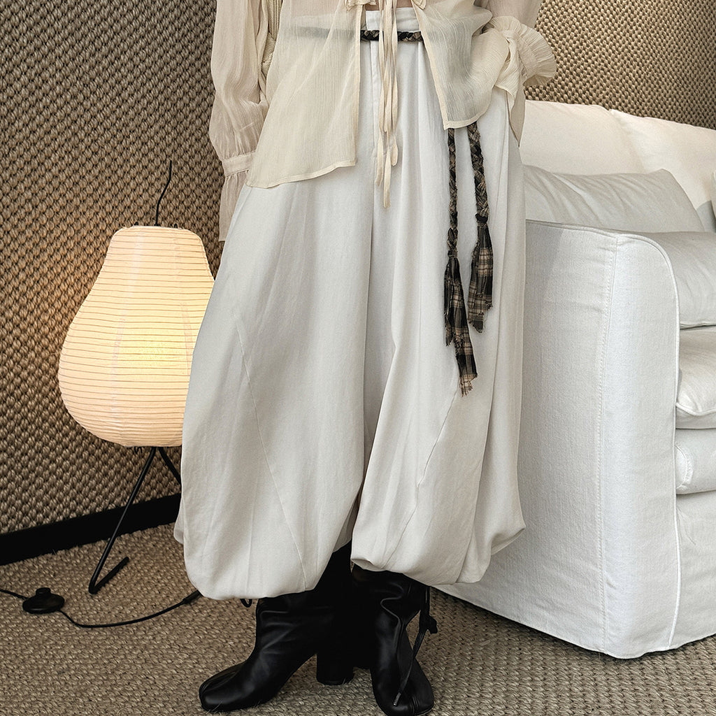 loose harem pants high waist lyocell wide leg pants draped casual baggy trousers