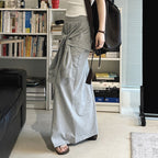 High-Waist Draped Maxi Skirt with Side Slit Detail