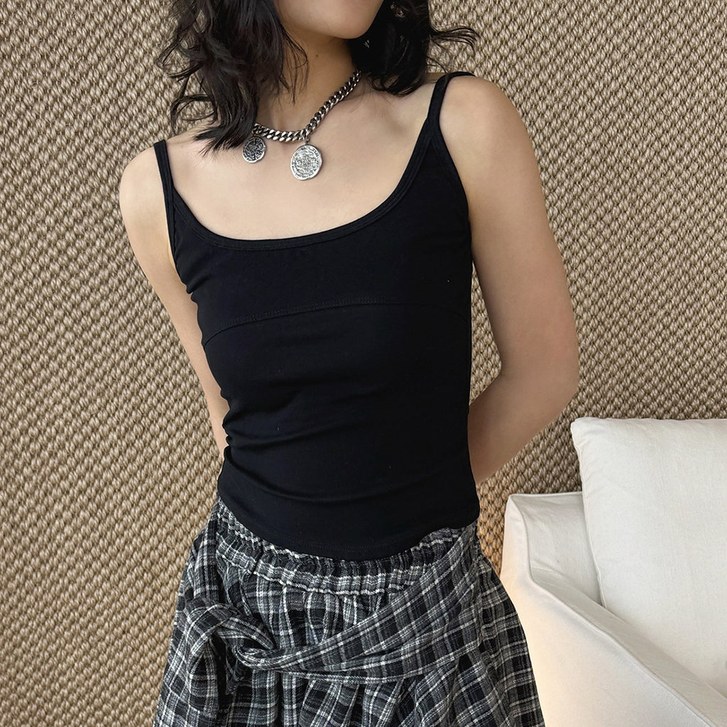 American sporty solid color slim fitting tank top