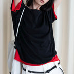 Round neck small rolled edge short sleeved slimming T-shirt