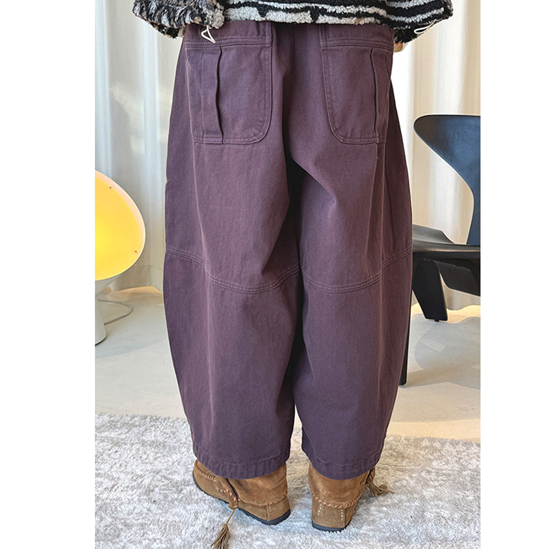loose and tight fleece casual wide leg pants