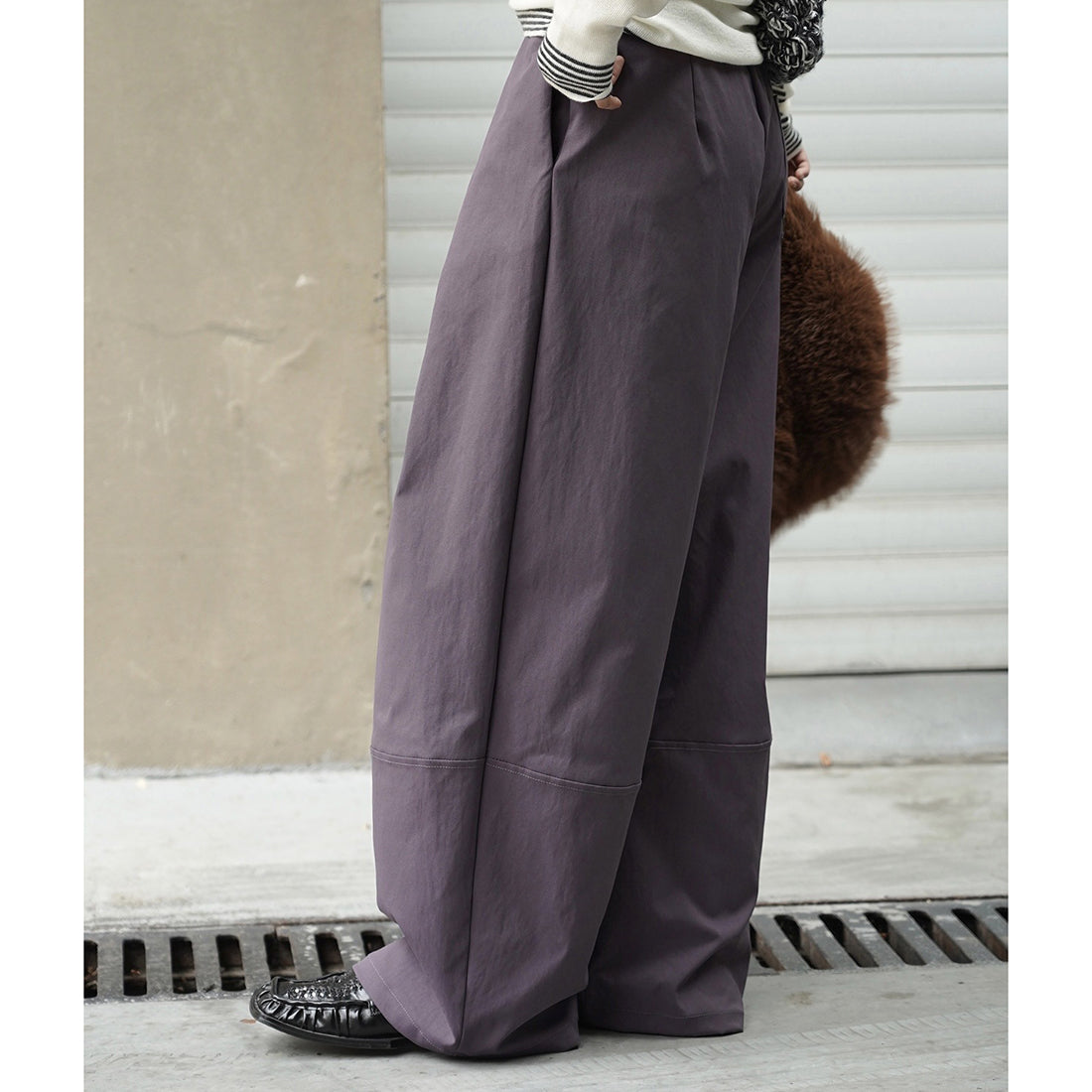 Retro high waisted pleated loose casual pants