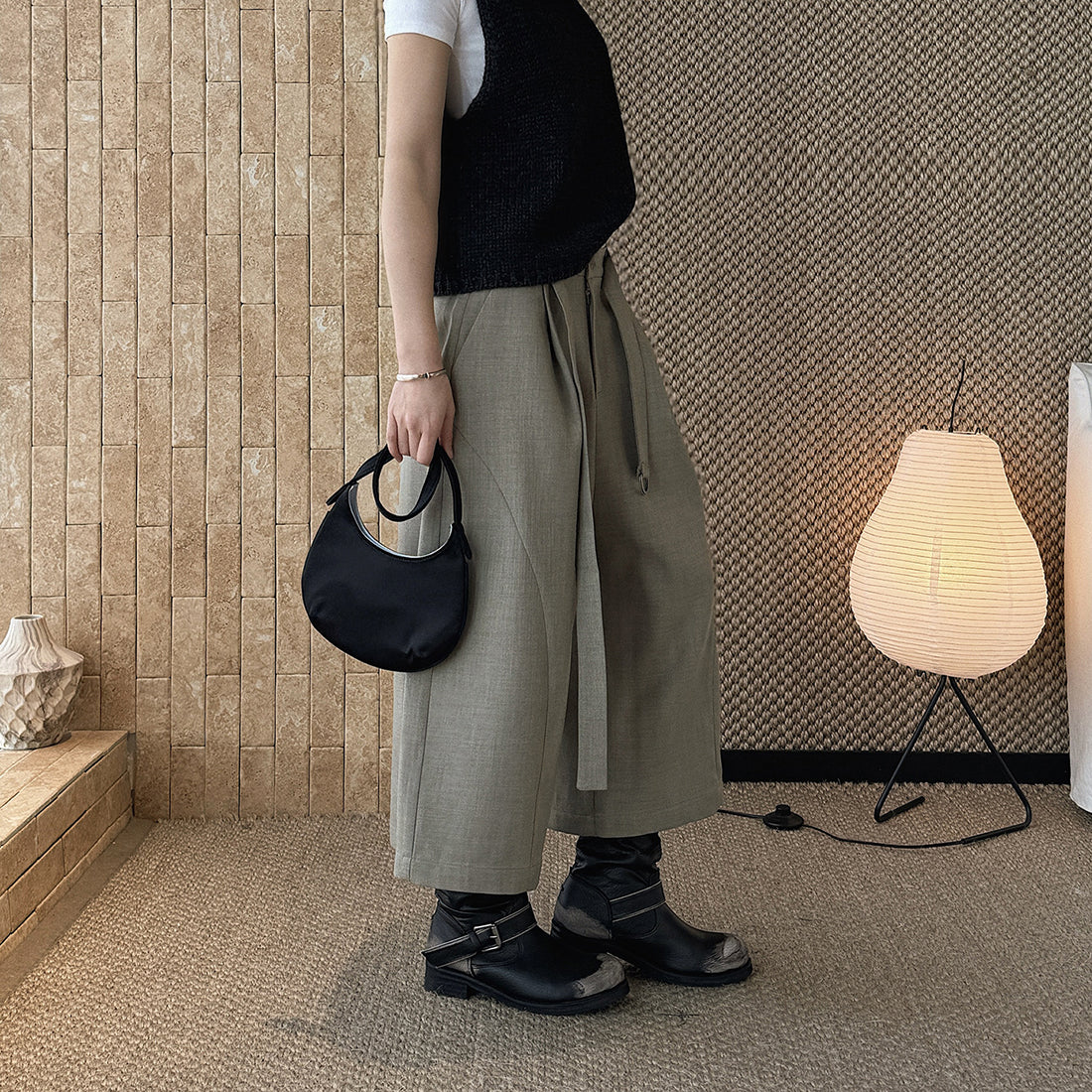 Vintage high waisted wide leg floral bud trousers with belt