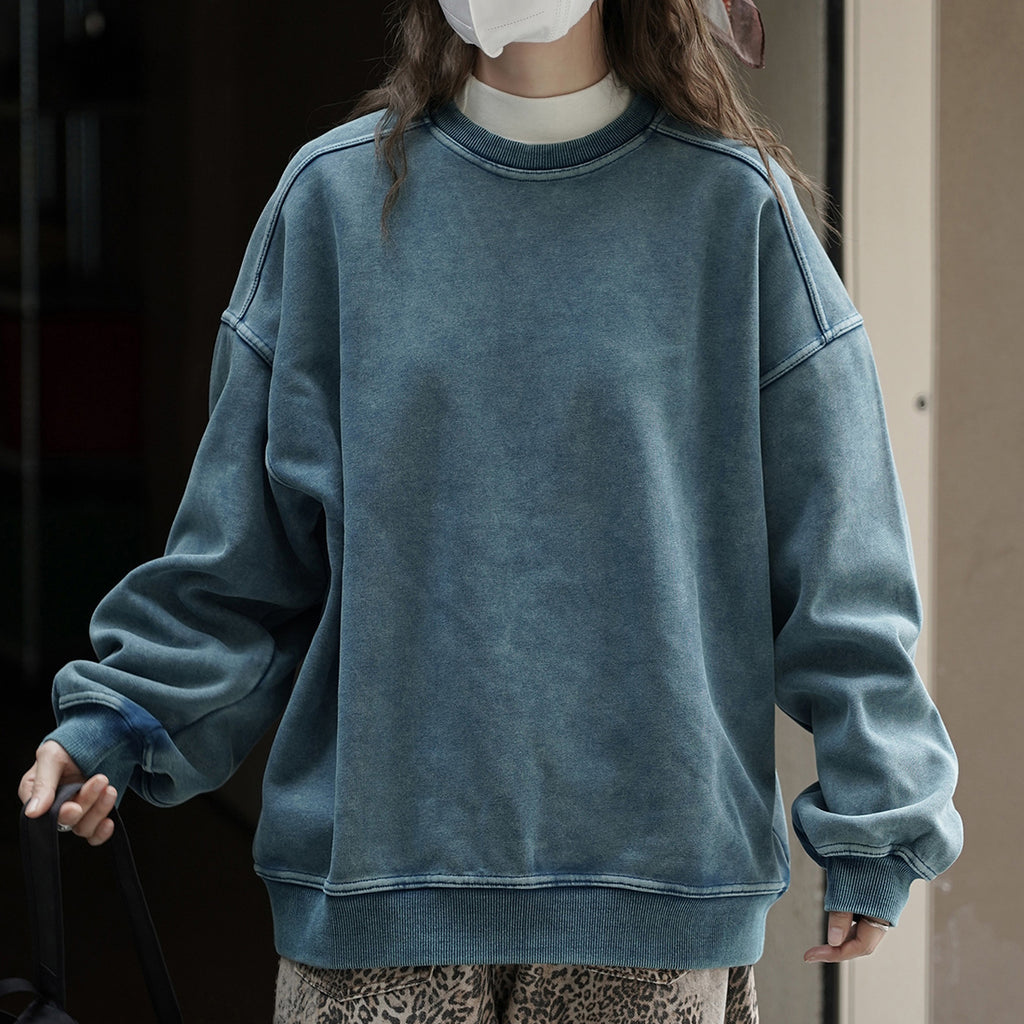 Simple brushed silhouette pullover loose and comfortable sweatshirt