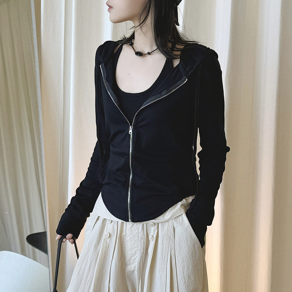 Women’s Slim Fit Hooded Zip-Up Cardigan Jacket