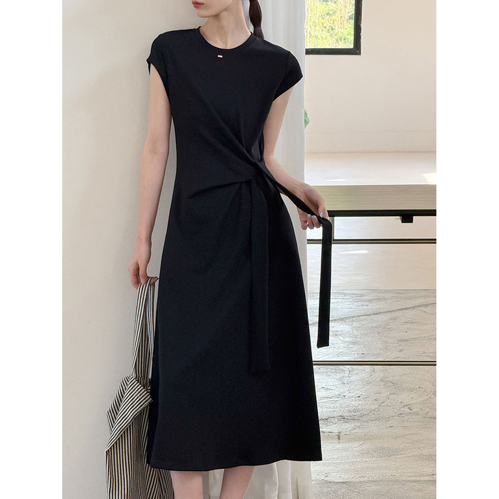 Women’s Knot-Waist Short-Sleeve Midi Dress