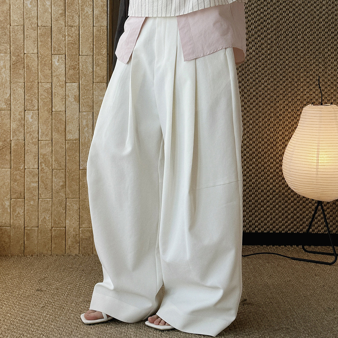 wide leg trousers women high waist loose draped straight pants