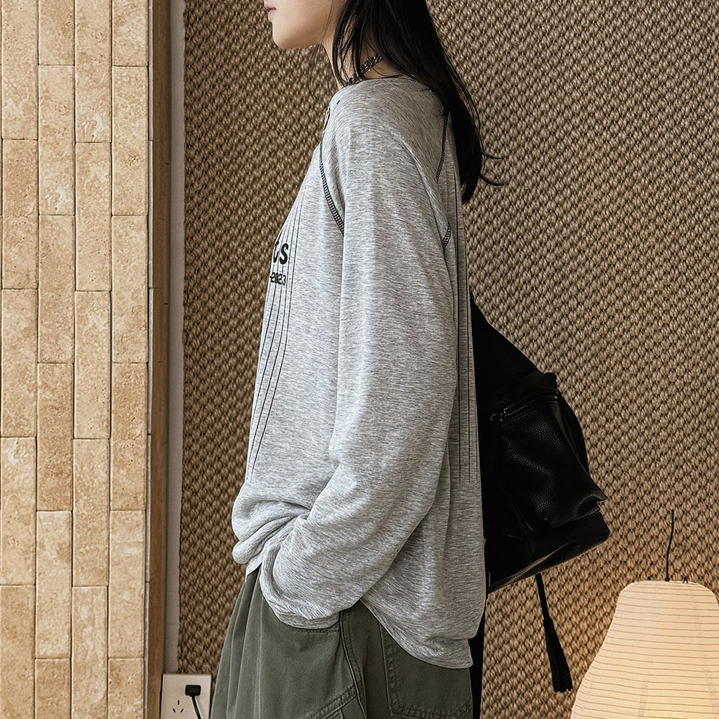 Striped contrasting letter printed T-shirt top
