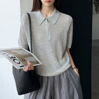 Women’s Half-Zip Hollow Knit Polo Top