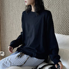 loose fit long sleeve t shirt basic cotton blend crew neck casual top