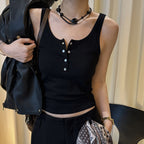 American retro button down sleeveless vest tank top