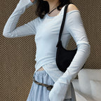 Women’s Asymmetric Cold Shoulder Long Sleeve Top