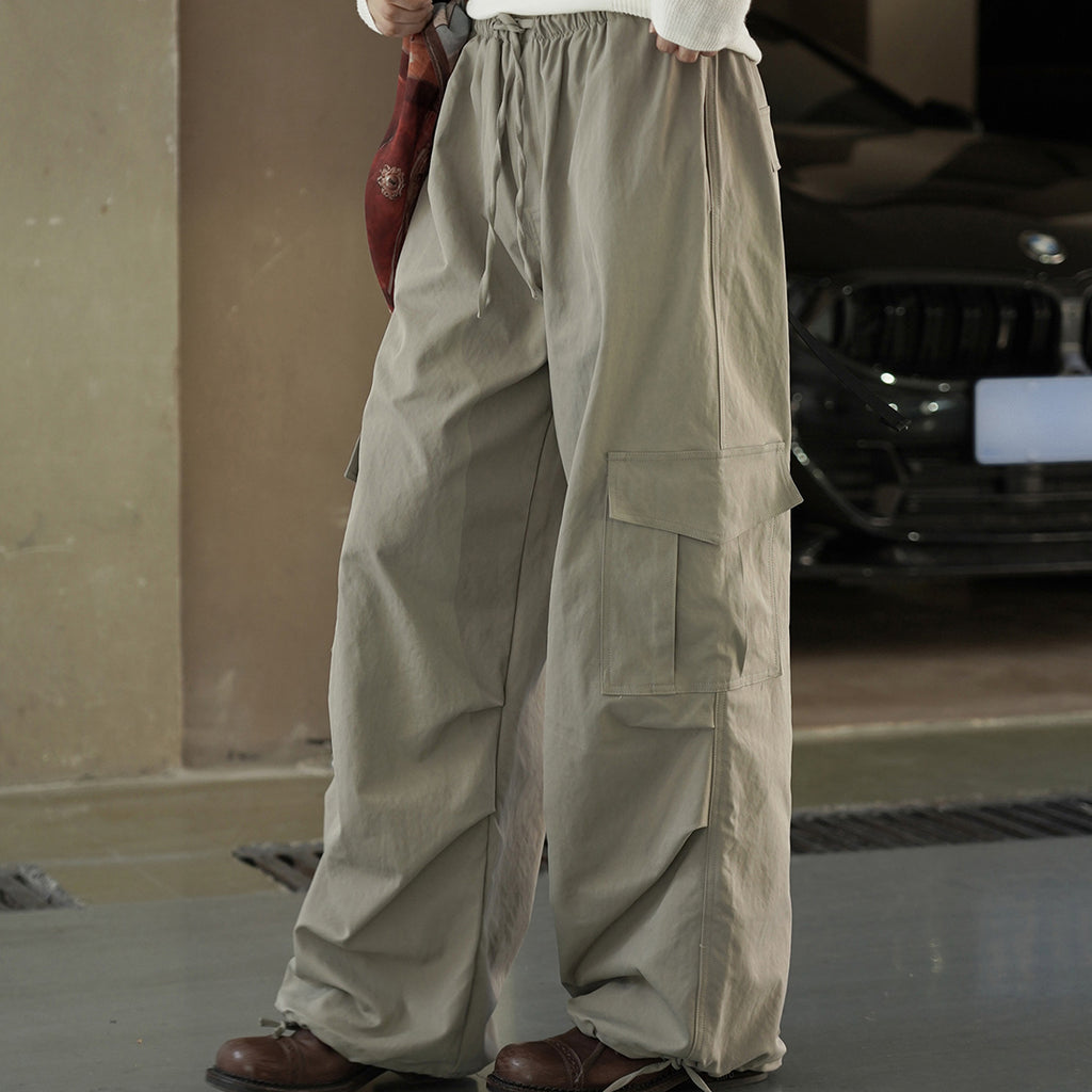 American street elastic drawstring cargo pants
