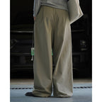 Retro slanted placket belt strap casual loose slimming pants