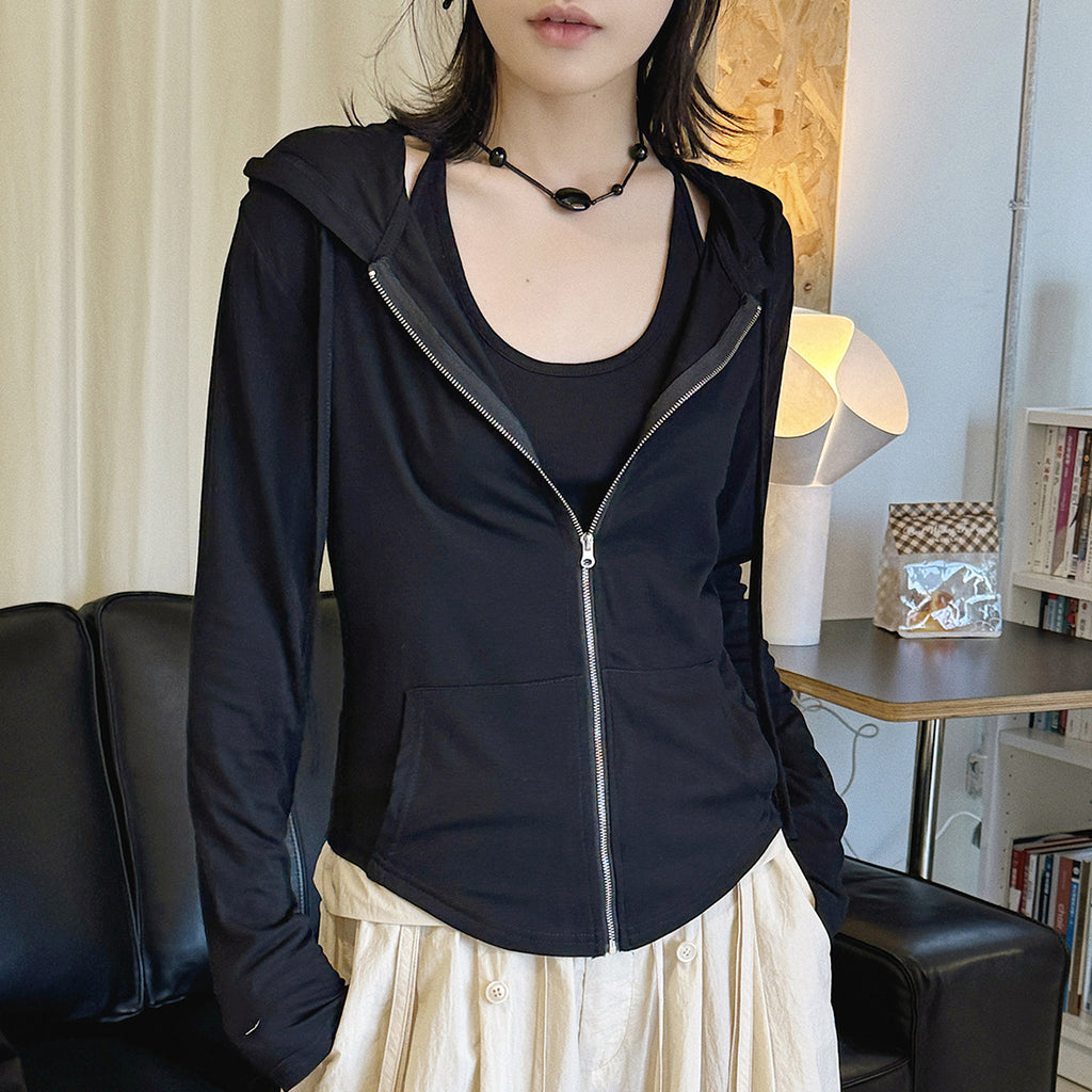 Women’s Slim Fit Hooded Zip-Up Cardigan Jacket