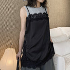 Lace trim cami top with silky stretch fabric for layering or solo wear