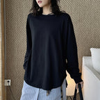 loose fit long sleeve t shirt basic cotton blend crew neck casual top