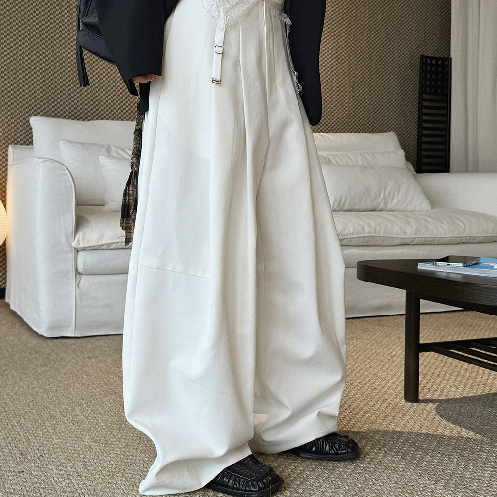wide leg trousers women high waist loose draped straight pants