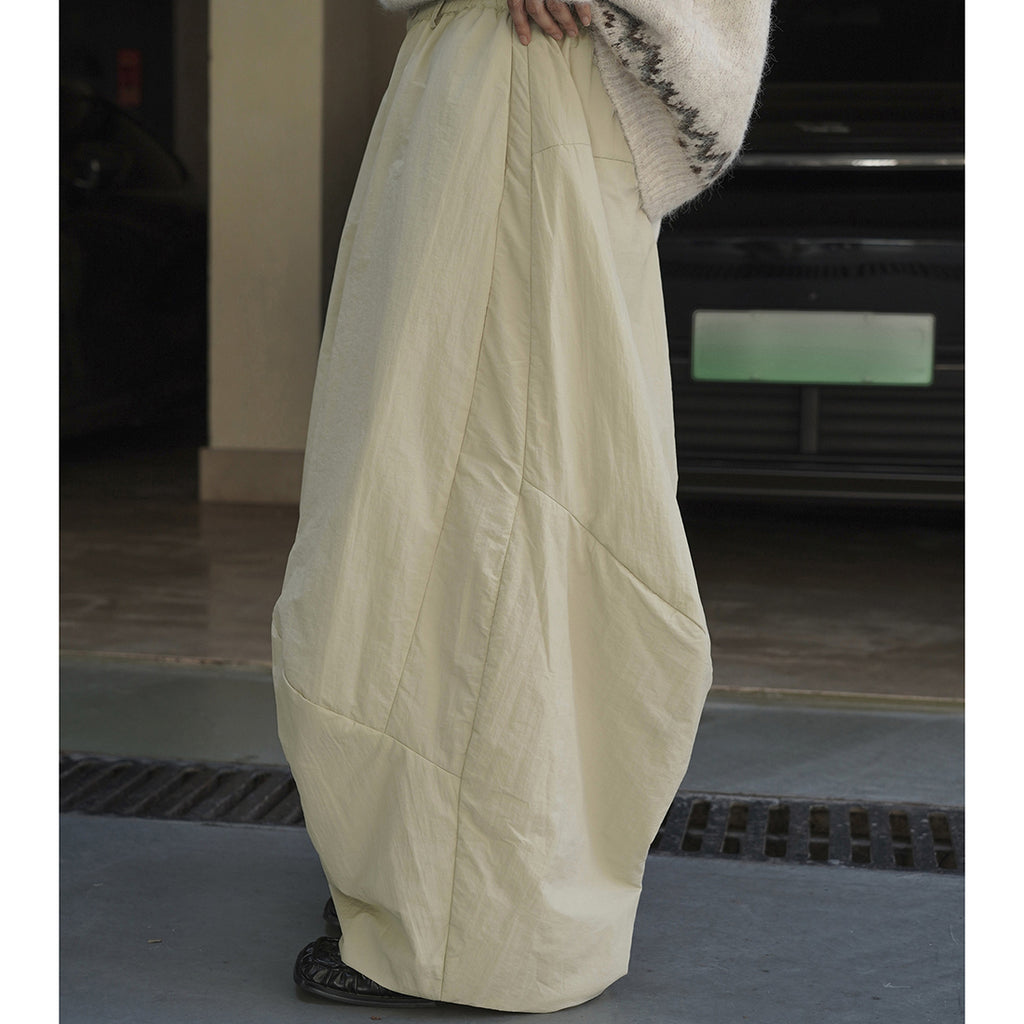 Minimally spliced high waisted fleece loose pants