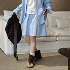High Waist Linen Cotton Drawstring Bermuda Shorts - Multiple Colors
