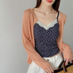 Women’s Lace Trim Floral Print Camisole with Built-in Bra