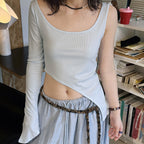 Women’s Asymmetric Cold Shoulder Long Sleeve Top
