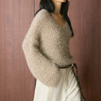 V-neck sparkling diamond long sleeved sweater top