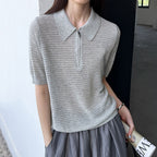 Women’s Half-Zip Hollow Knit Polo Top