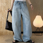 High waist washed wide leg jeans with vintage faded finish